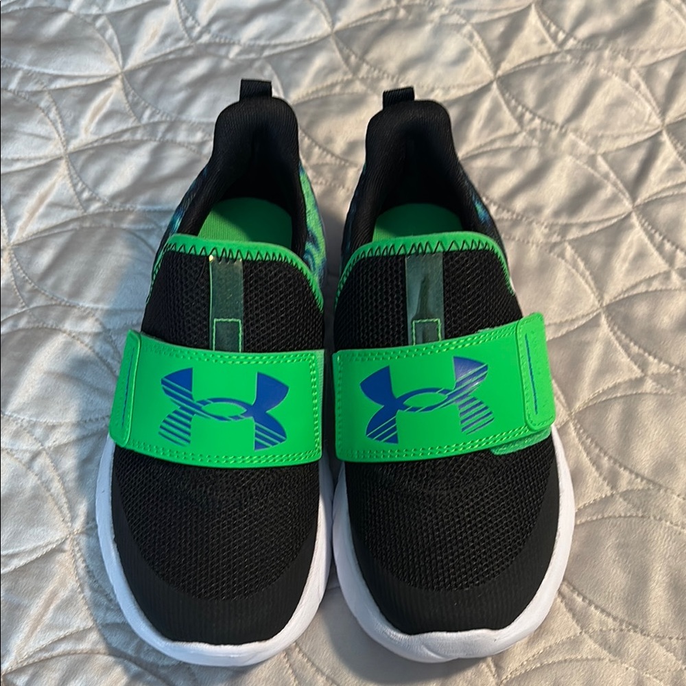 Under Armour Kids' Black and Green Shoes